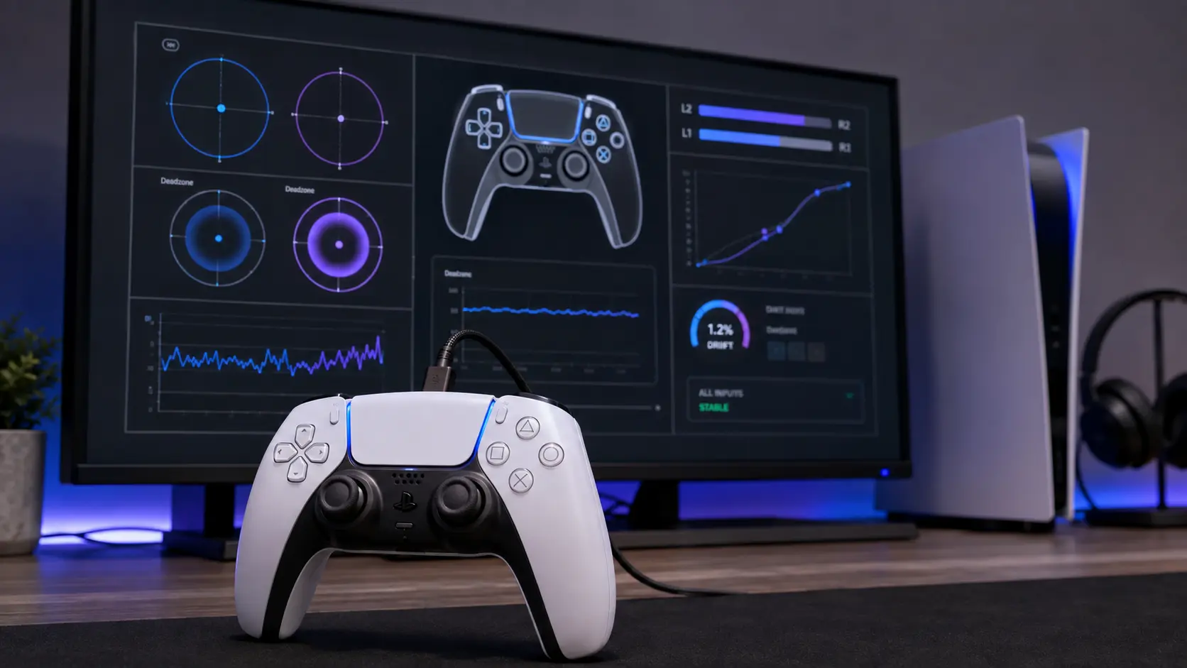 تست و کالیبره دسته PS5 DualSense و بررسی دریفت و Deadzone آنالوگ